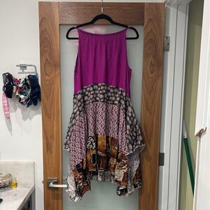 Handmade Colorful Patchwork Handkerchief Hem Mini Dress